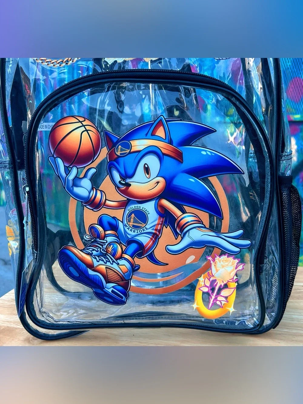 SONIC GSW Basketball Clear Backpack 17” - Black